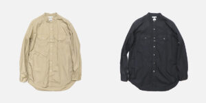 EG Banded Collar Shirt PIMA ( Tan / Black ) XXS,XS,S,M,L,XL size ¥30,800 tax in
