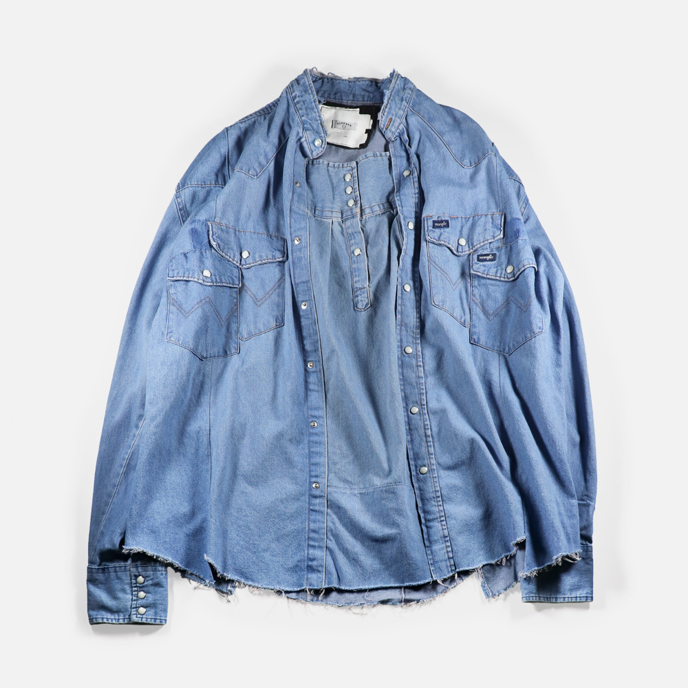 〈OLD PARK〉 Denim Sleeve Front Shirt