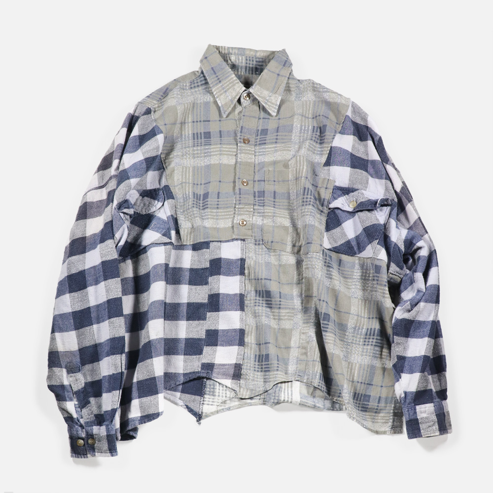 〈OLD PARK〉 Nel CHK Half-Button Shirt